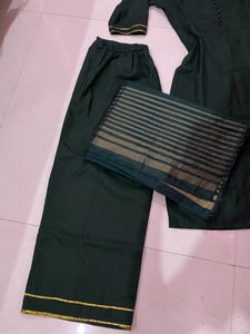 Libas Kurta set Bottle Green Color