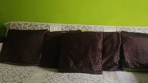 Brown Self Design Cusion Cover