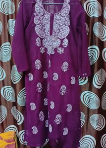 Purple Chicken Kari Kurti With Inner