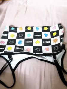 Smiley Checkerboard Crop Top