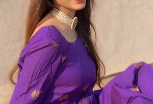 purple long anarkali dress