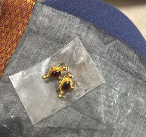 Gold & Garnet Earrings- In Silver