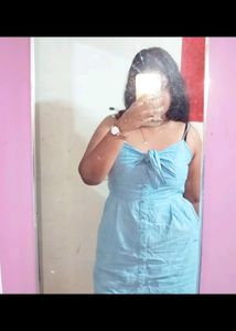 Light Blue Tie-Front Mini Dress