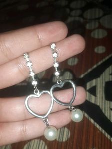 Heart Pearl Drop Earrings
