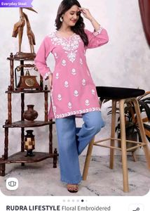 Pink Embroidered Kurta