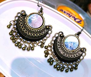 Vintage-Inspired Teal Accent Earrings