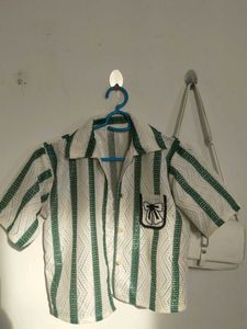 Korean Striped Short Sleeve Shirt