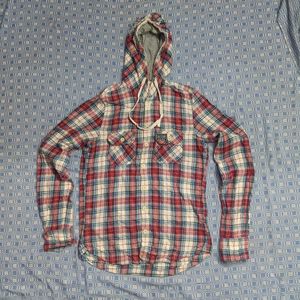 Red Plaid Hoodie Shirt