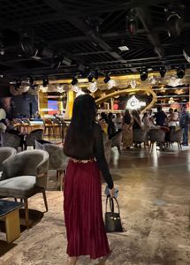 Maroon Pleated Skirt