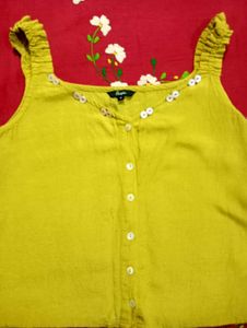 Yellow Button-Down Tank Top