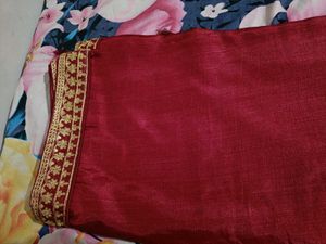 New Maroon Saree with Designer Blouse Piece
