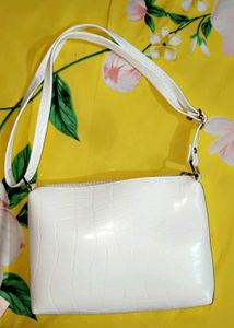 White Women Sling Bag. Regular Size