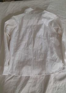 White Textured Button-Down Top