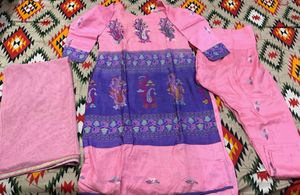 June Sale 🔥Pink Silk Cotton Blend Suit