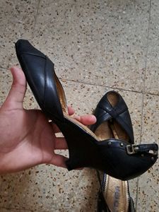 Black Open Toe Flats