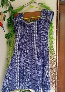 Blue & White Print Dress