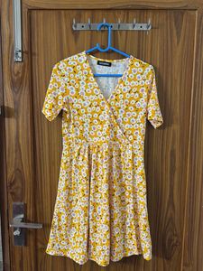 Floral Wrap Like Design Dress