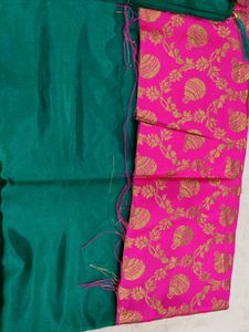 Elegant Green &amp; Pink Saree Fabric