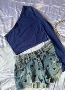 Blue Fearless One Shoulder Top