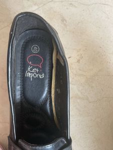 Leather High Heel Black Wedges - size 40