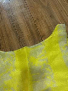Yellow Organza Boat Neck Kurti