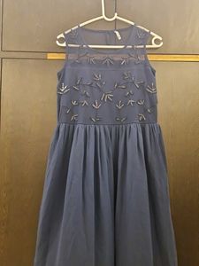 Elegant Navy Blue Embellished Dress