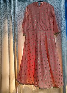 Peach &amp; Gold Polka Dot Dress