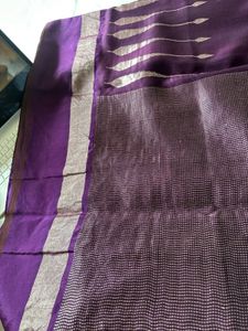 Raw mango Elegant Purple Chander Silk Cotto. Saree