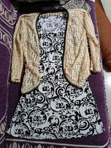 Cute Black Top/Dress With Attached Shrug/Jacket