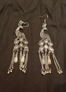 Peacock Style Silver Earring