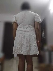 Zudio White Tiered Mini Dress