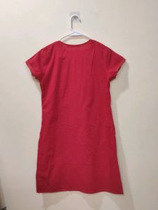 Red Short Sleeves Kurti In Size M