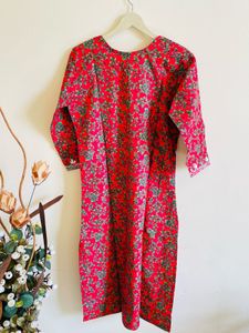 Red Embroidered Kurta