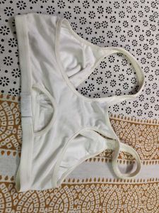 White Sports Bra And 2tip Tops
