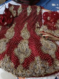 Maroon Embroidered Lehenga Choli Set