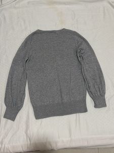 Gray Crewneck Balloon Sleeve Sweater