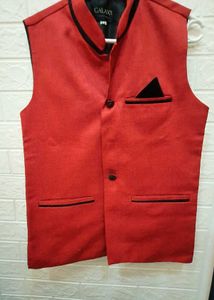 Red Galaxy Nehru Vest High Quality