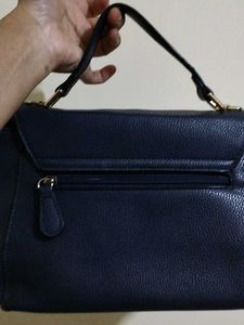 Navy Blue Turn-Lock Handbag