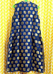 Floral Print Navy Blue Kurta