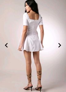 White Casual Dress(deep neck)