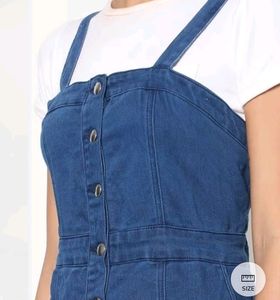 ✨ Discount ✨RIO Denim Dungaree Dress with Side Poc