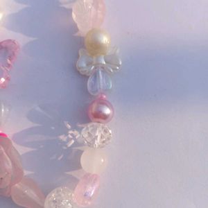 Pink Beaded Phone Charm