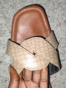 Beige Braided Slides