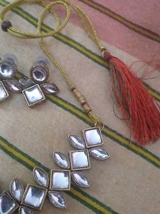 Elegant Square Stone Necklace &amp; Earring Set