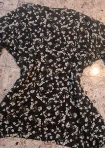Floral Cardigan style Black Tank Top