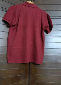 Unirex Men Red Cotton Mix Casual Polo Tshirt