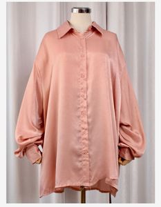 Plus Size Peach Button-Down Shirt