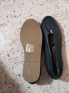 Black Leather Flats, Imported Pure Leathe