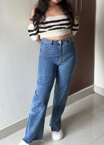 High Waisted Blue Design Jeans