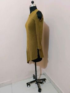 Wool Olive Cut Out Sleeve Dress 🔥